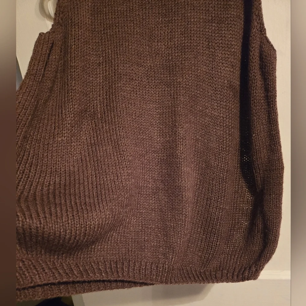 NWOT | Hand Knit Sleeveless Sweater Turtleneck Tank Top | Color: Chocolate Brown - Picture 9 of 12